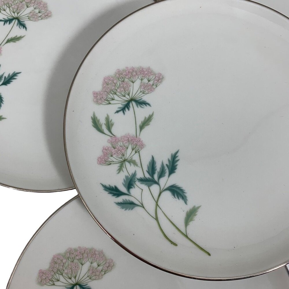 Vintage Plate Set of 6 Vogue Fine China Floral White Blue Pink 6.5"